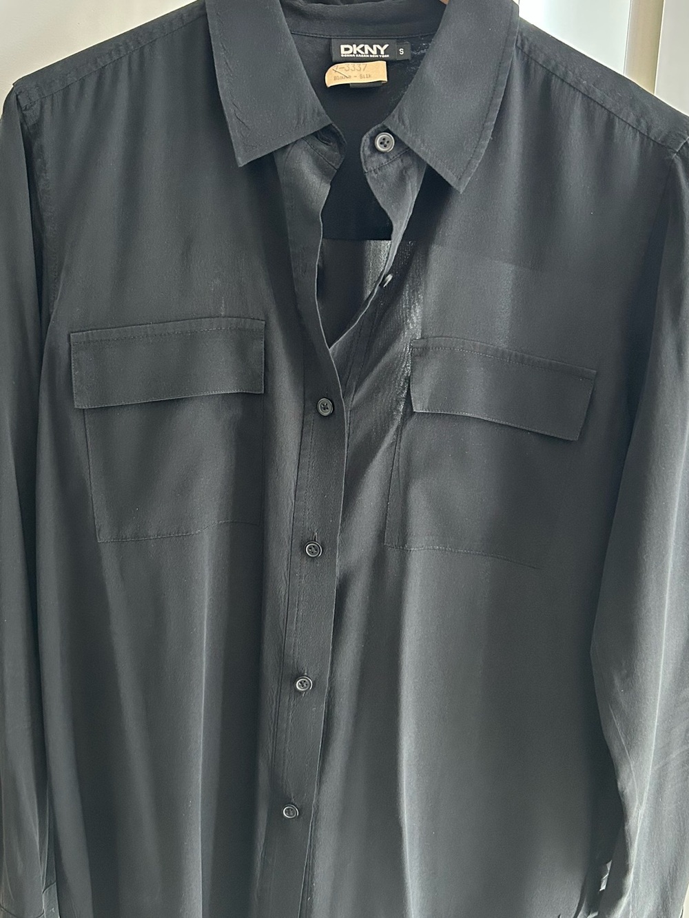 DKNY Women’s Black Silk Button-Up Blouse